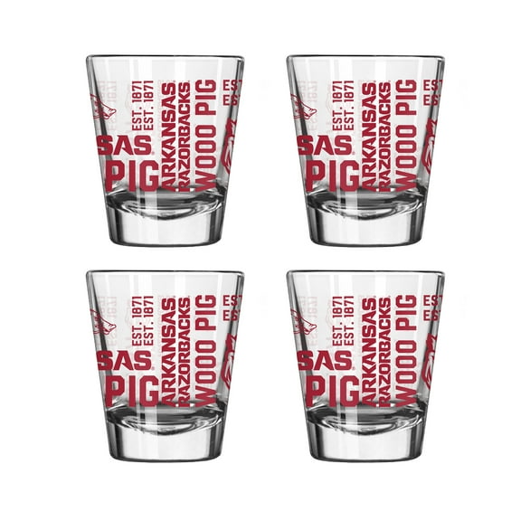 Logo Brands Arkansas Razorbacks 4-Pack 2oz. Shot Glass Set
