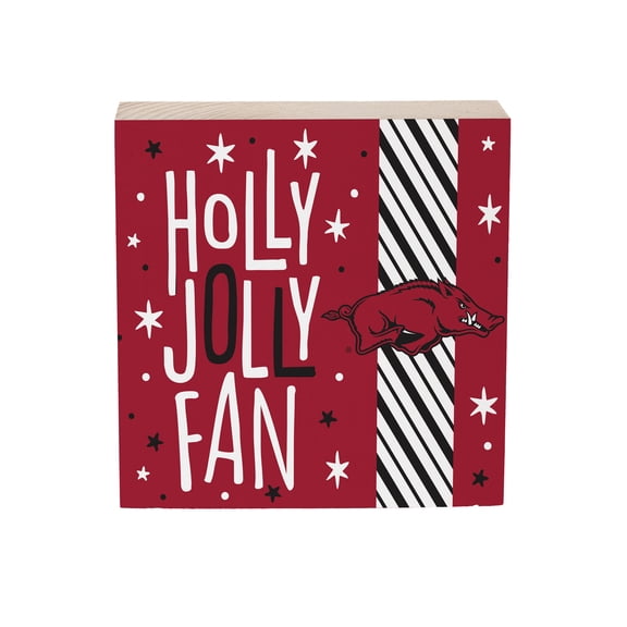 Arkansas Razorbacks 6" Holiday Wood Plock Shelf Sign