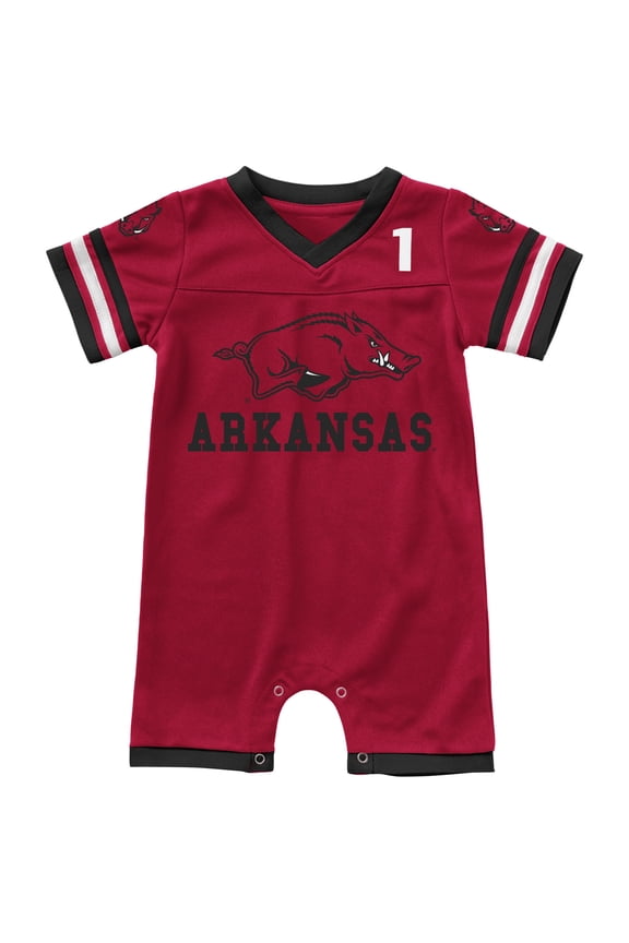 Newborn & Infant Colosseum Cardinal Arkansas Razorbacks Bumpo Football Logo Romper