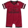 thumbnail image 1 of Newborn & Infant Colosseum Cardinal Arkansas Razorbacks Bumpo Football Logo Romper, 1 of 2
