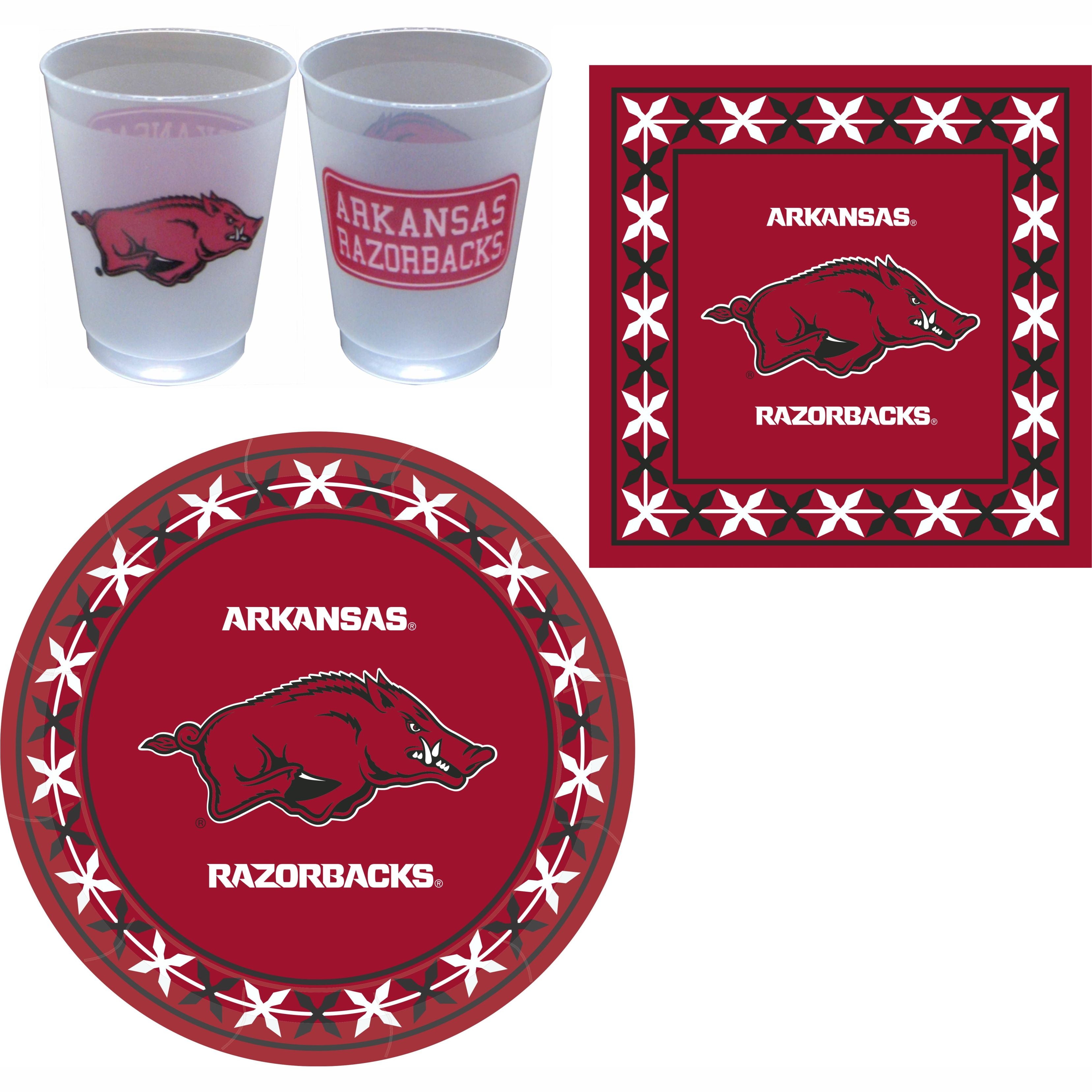 Arkansas Razorbacks Party Supplies 81 pieces (Serves 24)