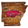 thumbnail image 1 of Arkansas Razorbacks 23.5" x 23.5" Distressed State with Logo Sign, 1 of 2