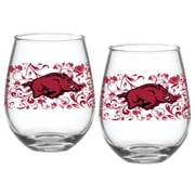 Arkansas Razorbacks Two-Pack 15oz. Floral Stemless Glass Set