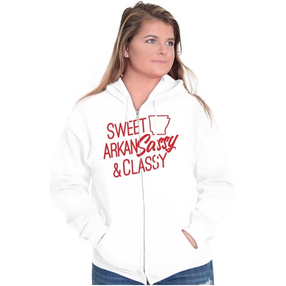 Arkansas Sassy Cute Local Arkie Girl Womens Plus Size Graphic Zipper Hoodie Brisco Brands 3X