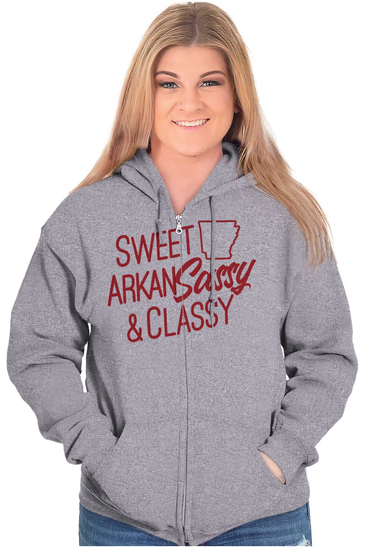 Arkansas Sassy Cute Local Arkie Girl Zip Hoodie Sweatshirt Women Brisco