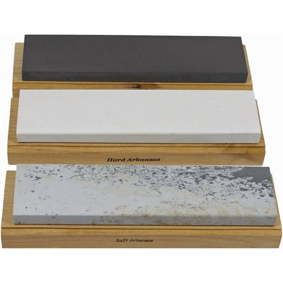 Arkansas Sharpening Stone Set - Wood Mounted 10"