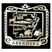 Arkansas State Brass Ornament Black Leatherette Gift Box