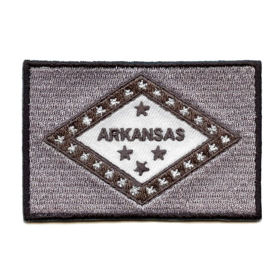Arkansas State Flag Grayscale Embroidered Iron On Patch