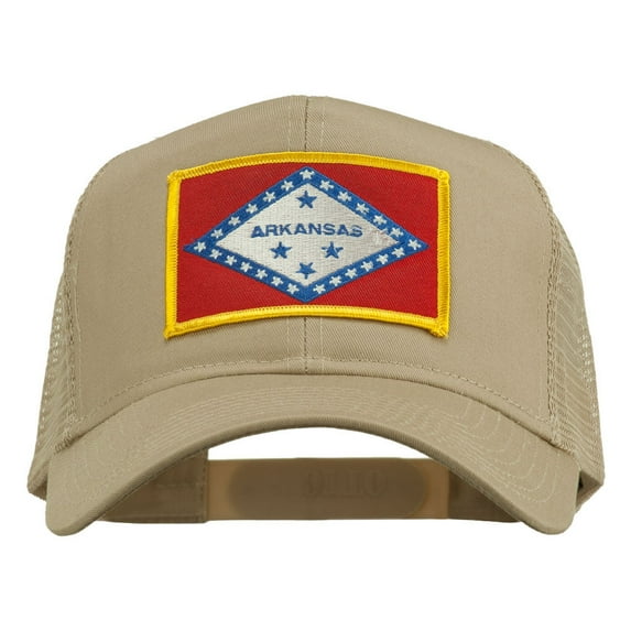Arkansas State Flag Patched Mesh Cap - Khaki OSFM