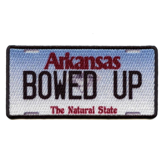 Arkansas State License Plate Patch Travel Bowed Up Nature Sublimated Iron On