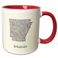 thumbnail image 1 of 3drose, Arkansas State Map - Colorful Line Art Graphic Design, 11oz Two-tone Red Mug, 1 of 6