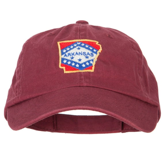 Arkansas State Map Flag Embroidered Low Profile Cotton Cap - Wine OSFM
