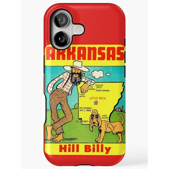 Arkansas State Map Vintage Travel Decal Artwork For iPhone 11-17 Pro Max Phone Tough Case