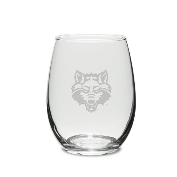 Arkansas State Red Wolves 11.5 oz. Deep Etched Stemless Deep Etched White WINE GLASS
