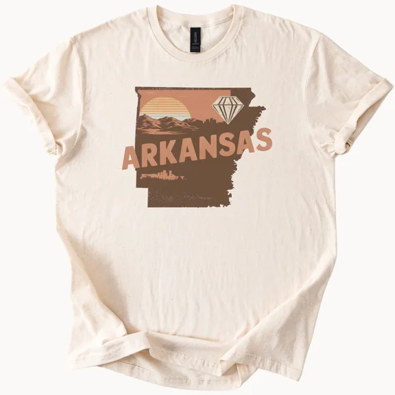 Arkansas State Shirt Diamond Mountain Sunset Graphic Arkansas Nature Tee, Vintage T-Shirt - All Sizes S-5Xl, Gategoo