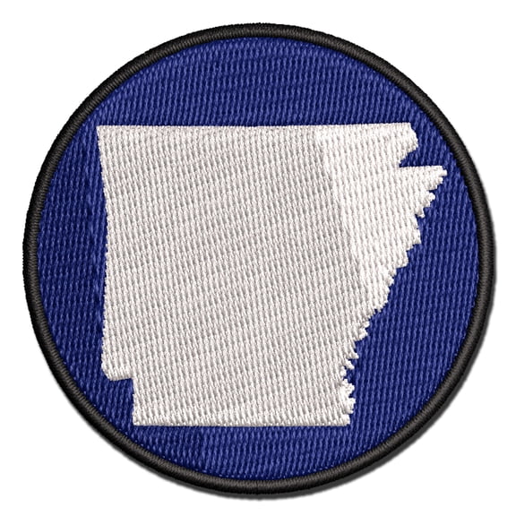 Arkansas State Silhouette Applique Multi-Color Embroidered Iron-On Patch - 3.5 Inch Large