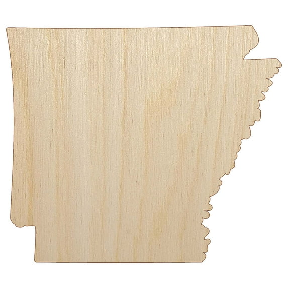 Arkansas State Silhouette Wood Shape Unfinished Piece Cutout Craft DIY Projects - 4.70 Inch Size - 1/4 Inch Thick