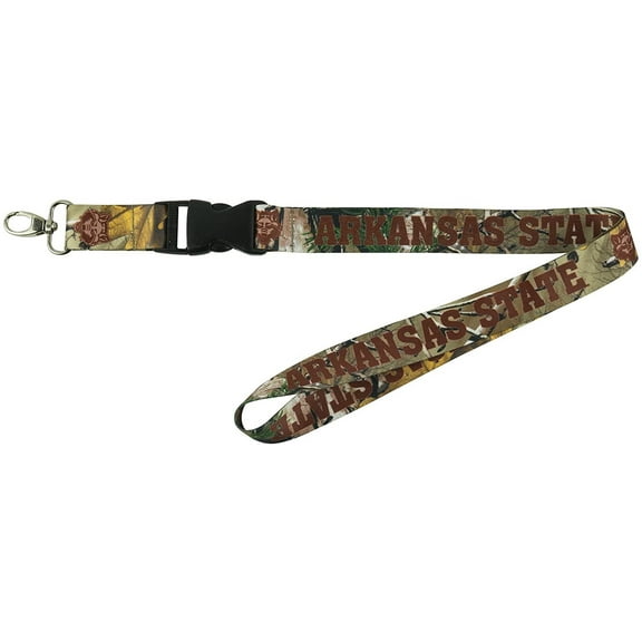 Arkansas State University Red Wolves Camo Lanyard Keychain Double Sided Breakaway Safety Design Adult 18 Inch