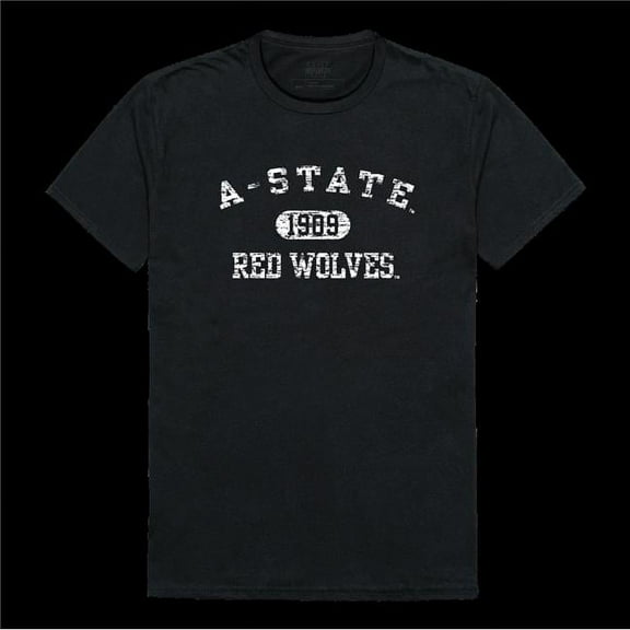 Arkansas State University Wolves Distressed Arch College T-Shirt, Black - Medium