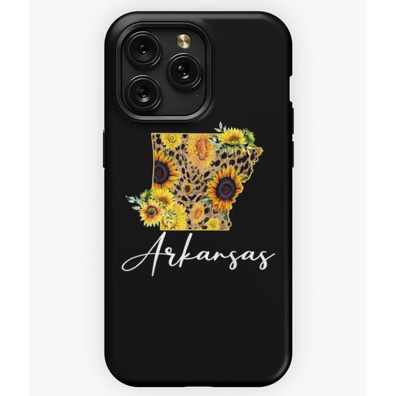 Arkansas Sunflower Leopard State Map Graphic A12788&nbsp;Phone Case for iPhone 11 to 17 Pro Max