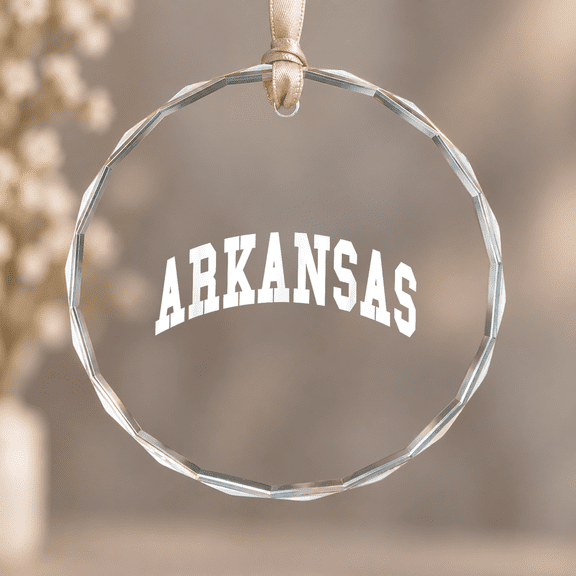 Arkansas Throwback Christmas Ornament, Holiday Keepsake Gift, Circle Glass Ornament