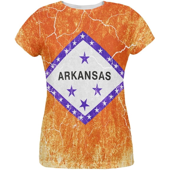 Arkansas Vintage Distressed State Flag All Over Womens T Shirt Multi 2XL