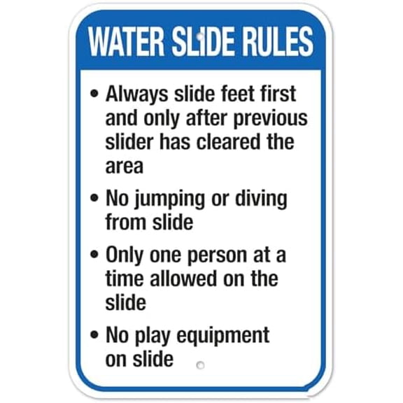 Arkansas Water Slide Rules Sign, Complies With State Of Arkansas Pool Code Pool Signs Metal Sign NO.3940 Metal Tin Sign 8x12 Inch - Clear Warning for Home & Business Use