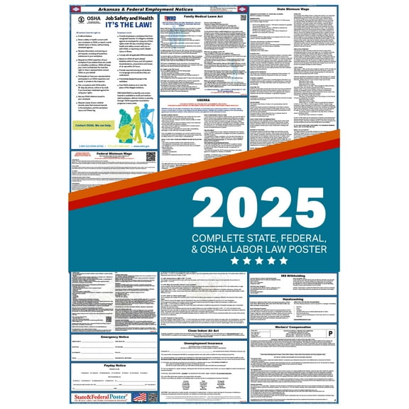Arkansas and Federal Labor Law Poster 2025 , All In One | English-Paper