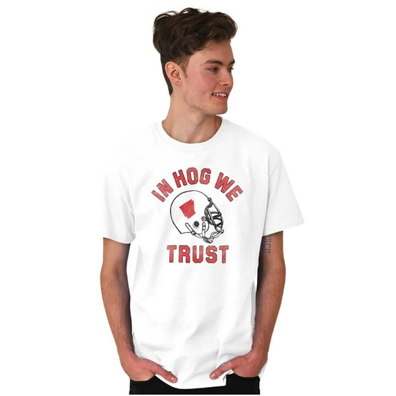 Arkansas in Hog We Trust Funny AR Men's Graphic T Shirt Tees Brisco Brands X