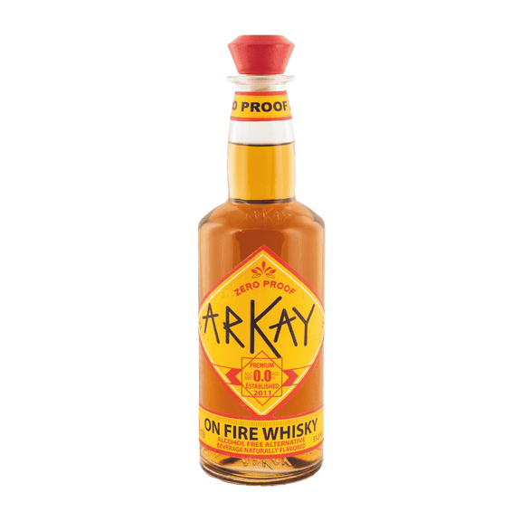 ARKAY | Whisky Zero Proof On Fire | Premium Alcohol-Free Alternative | 33.3 fl oz (1L) | Zero Calories & Sugar