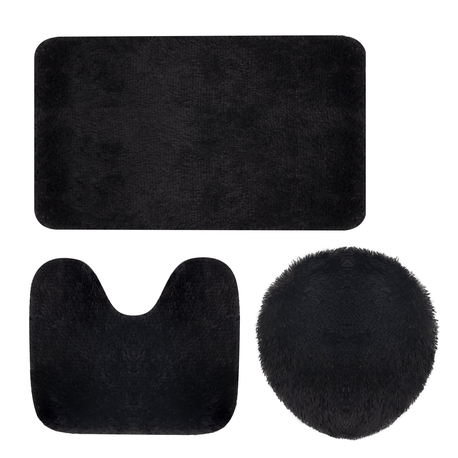 Arkham Bathroom Rug Sets 3 Piece, Silk Wool Bath Mats, Non Slip Super