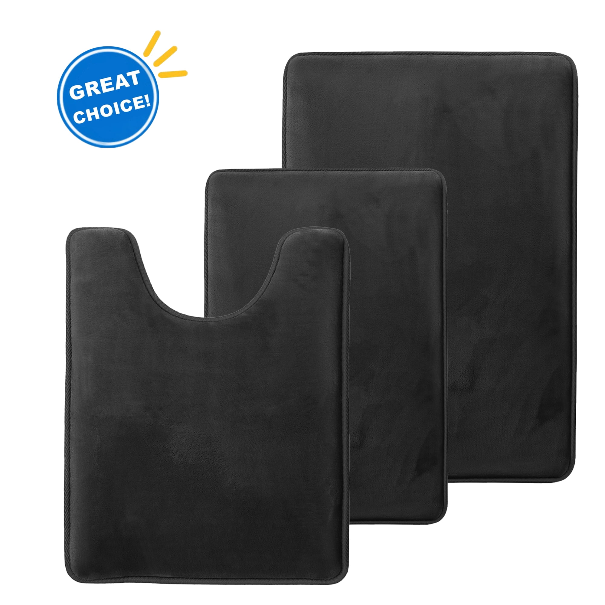 Arkham Bathroom Rugs Sets 3 Piece, Velvet Memory Foam Bath Mat Non