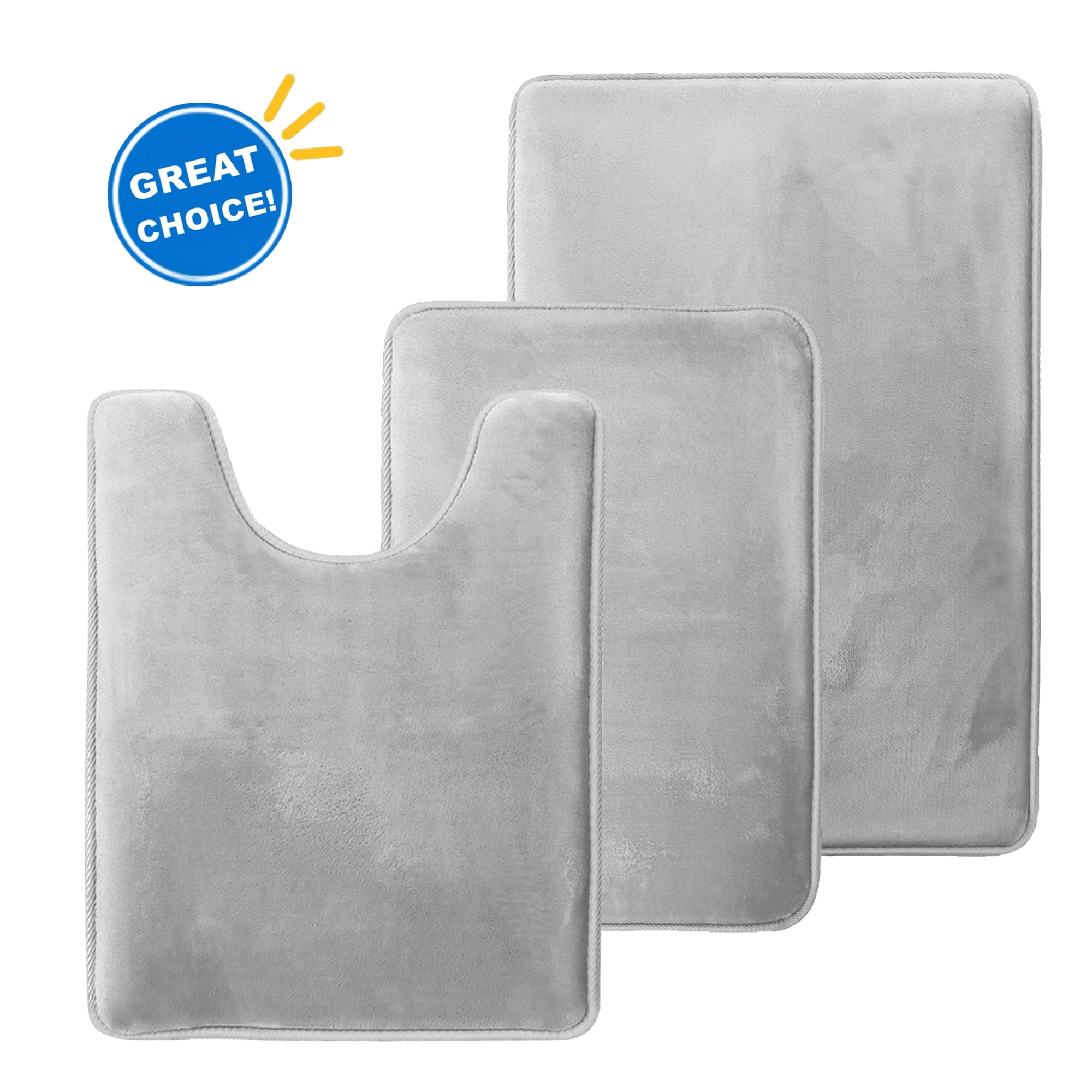 Arkham Bathroom Rugs Sets 3 Piece, Velvet Memory Foam Bath Mat Non