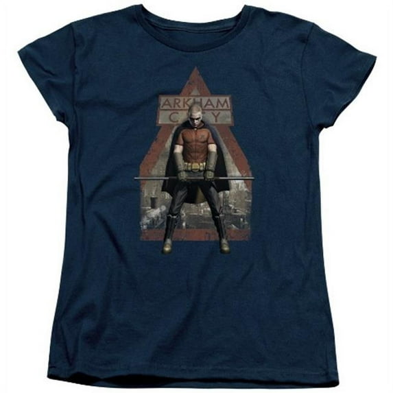 Arkham City-Arkham Robin - Short Sleeve Womens Tee - Navy, Extra Large