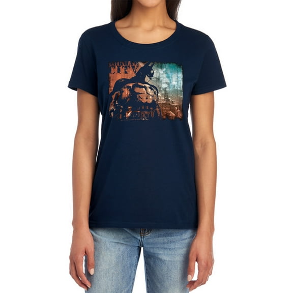 Arkham City City Knockout Women's T Shirt, Navy, Small