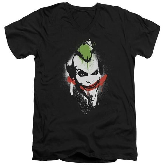 Arkham City - Spraypaint Smile - Slim Fit V Neck Shirt - Large