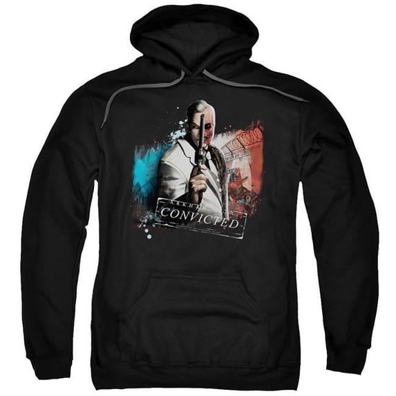 Arkham City & Two Face Adult Pull-Over Hoodie, Black - 5X