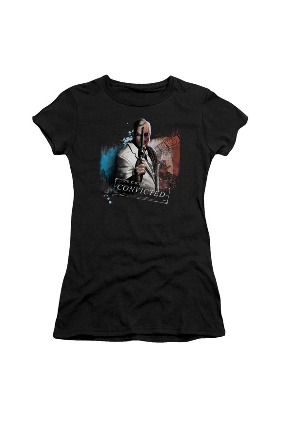 Arkham City - Two Face - Juniors Teen Girls Cap Sleeve Shirt - Small
