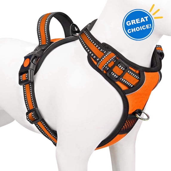 Arkham Dog Harness, No-Pull Pet Harness with 2 Leash Clips, Adjustable Soft Padded Dog Vest, Reflective No-Choke Pet Oxford Vest with Easy Control Handle for Large Dogs, Orange, M