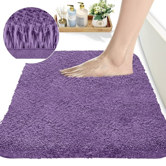 Howarmer Contemporary Purple Superfine Fiber Bath Rugs, 20"×32", Non-Slip Backing