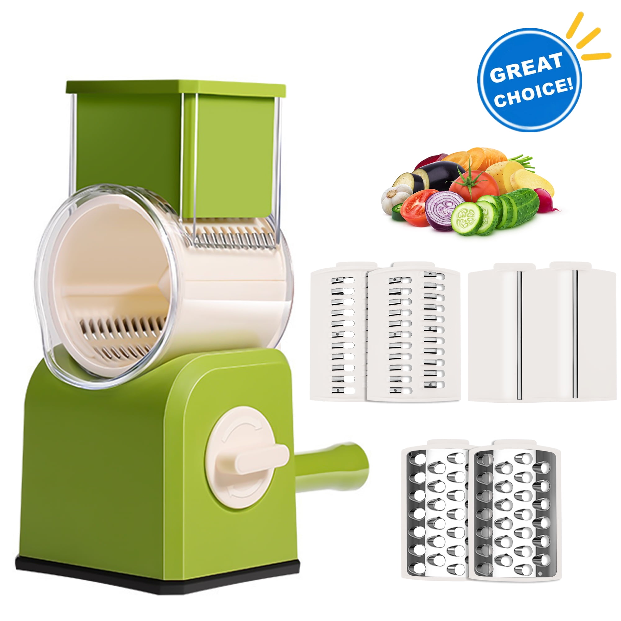Arkham Rotary Cheese Grater with Handle Food Shredder with 3 Well