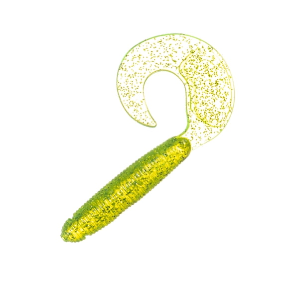Arkie 5" Curl Tail Lure, Chartreuse & Silver, 10 Pack
