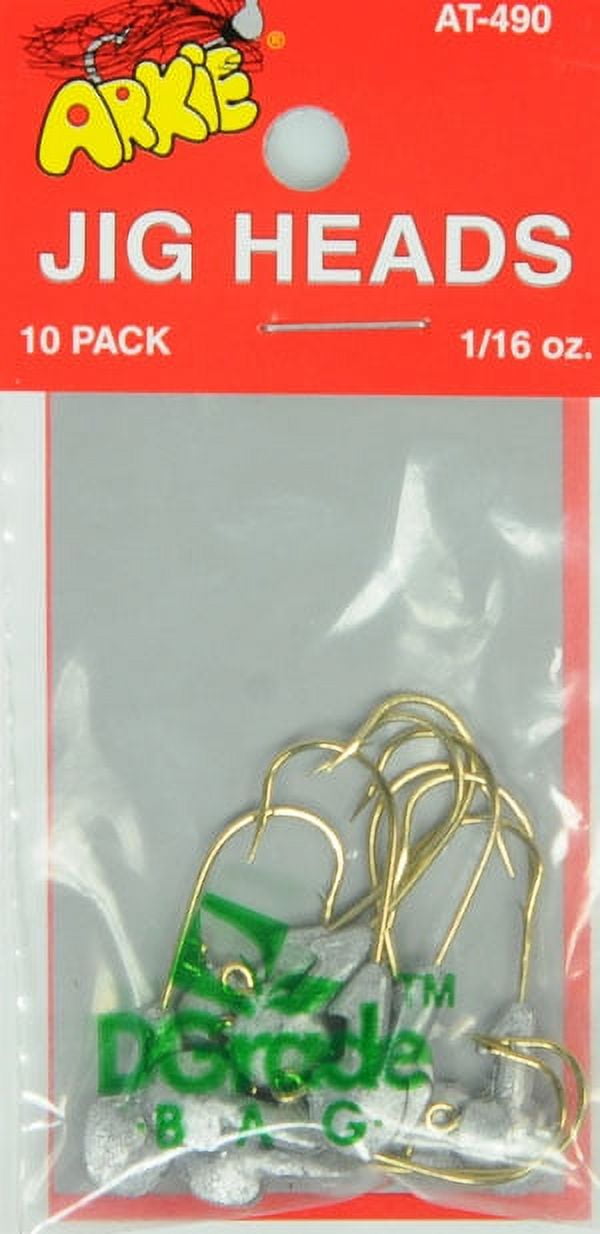 Arkie Jig Heads, Green & Gold, 1/64 Oz., 10 Count