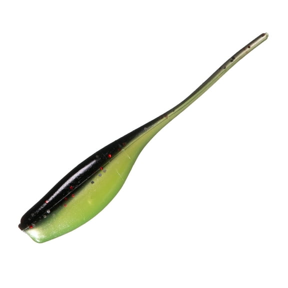 Arkie Lures 2 inch Sexee Tail Shad Soft Fishing Lure, Color Black/Chartreuse