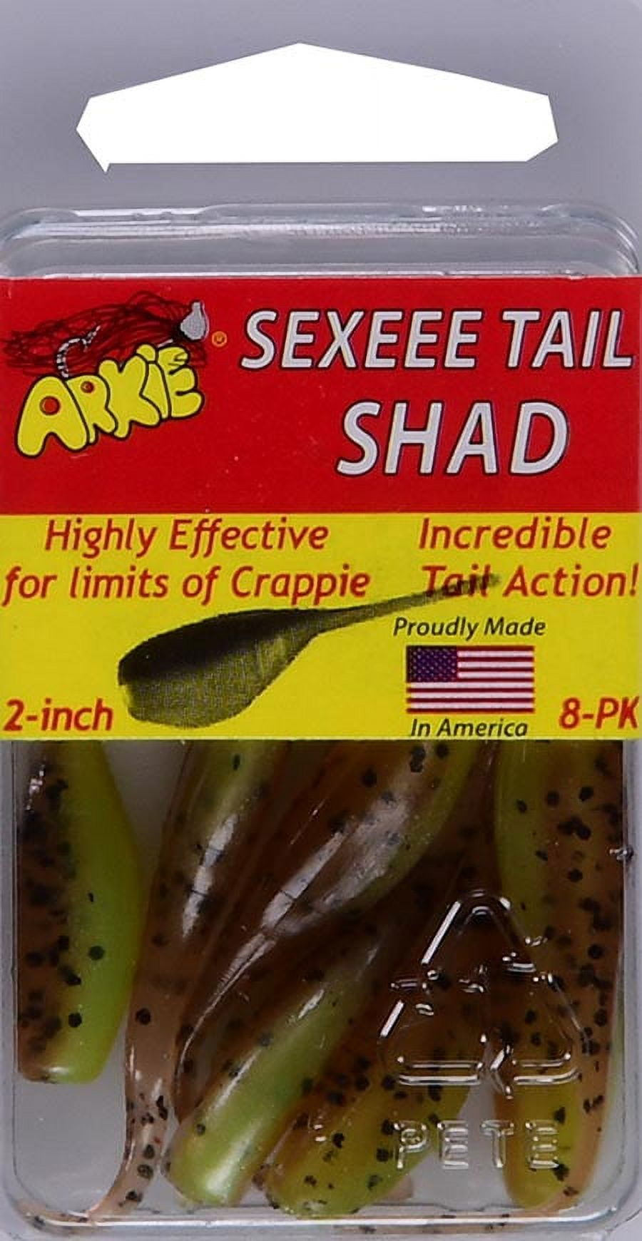 Arkie Lures 2 inch Sexee Tail Shad Soft Fishing Lure, Color Pumpkin Shad