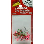 Arkie Pro Model Shineee Hineee Painted Jig Heads, Pink, Black, & Chartreuse, 1/32 Oz., 10 Count