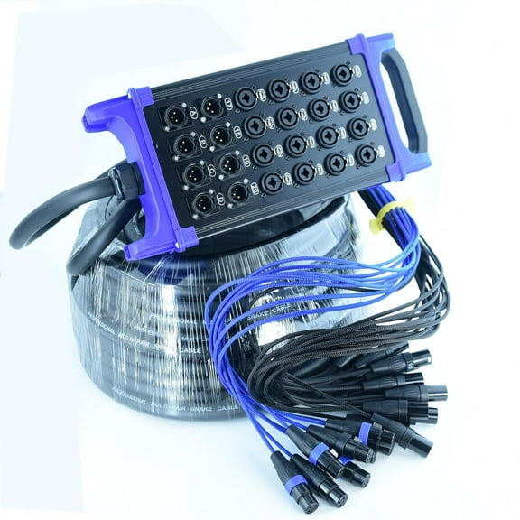 Arklove 16 Send Female 8 Return Male 24-Channel Low Profil XLR 1/4" TRS Send Sub Combo Splitter Snake Cable