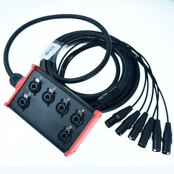Arklove 6-Channel Low Profilemale XLR 1/4" TRS Female Send Sub Combo Splitter Snake Cable