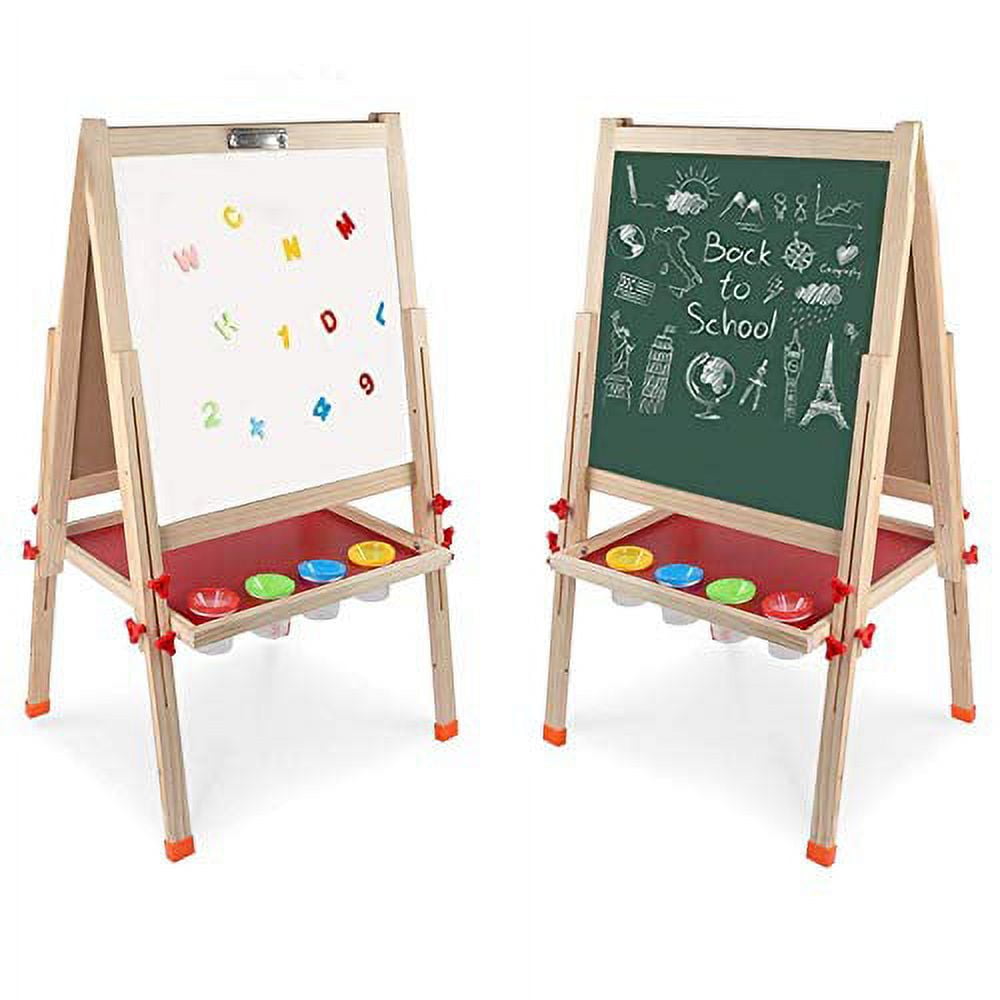 Easel For Kids Wooden Double Sided Standing Chalkboard For Kids Easy To  Adjust Height 21-25in