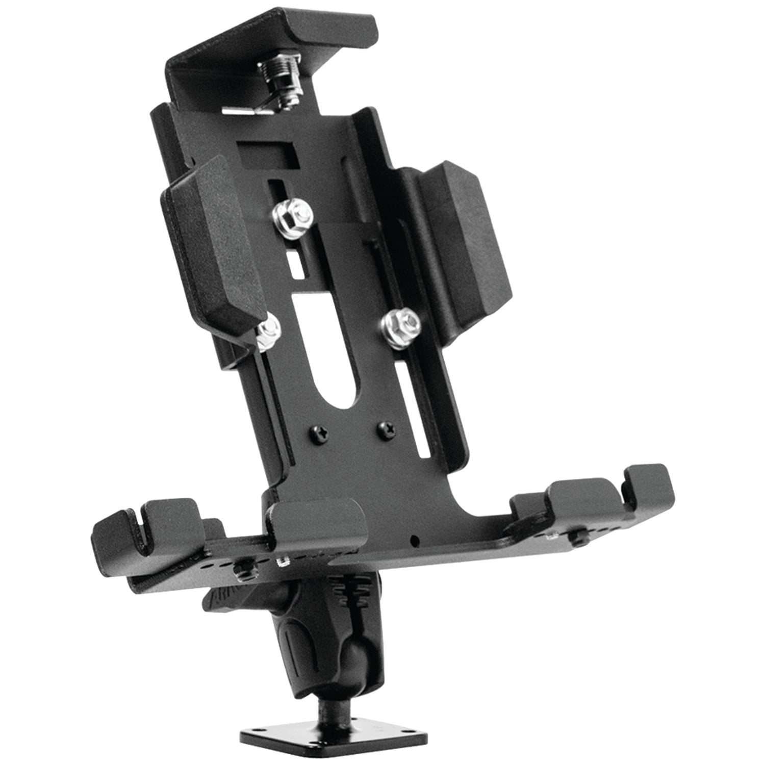 Adjustable Black Aluminum Locking Tablet Holder for 7-10 Inch Screens